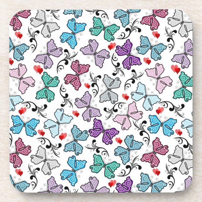 Floral Valentine Pattern Coaster (Front)