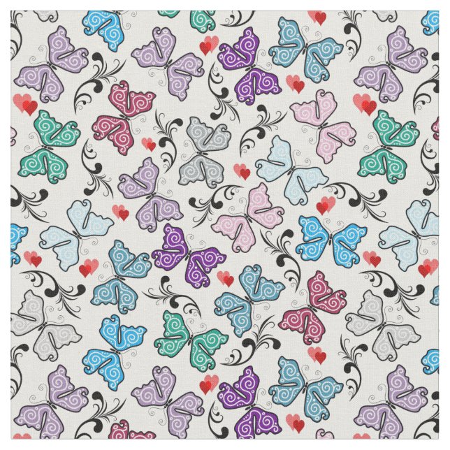 Floral Valentine Pattern Fabric (Close Up)