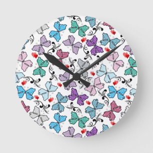 Floral Valentine Pattern Round Clock