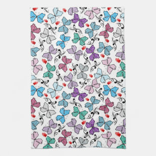 Floral Valentine Pattern Tea Towel
