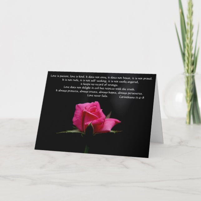 Floral Valentine; Rose w/ Corinthian Verse on Love Card (Front)