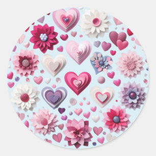 Floral Valentine's Day blue heart Mug Classic Round Sticker