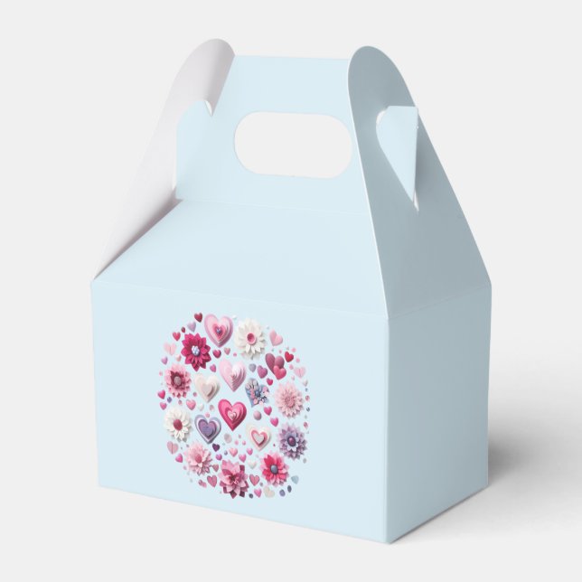 Floral Valentine's Day heart Favour Box (Front Side)