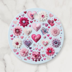Floral Valentine's Day heart Favour Tags