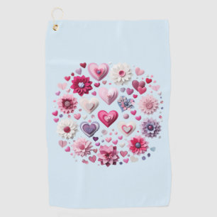 Floral Valentine's Day heart Golf Towel