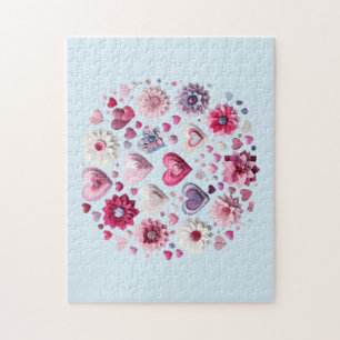 Floral Valentine's Day heart Jigsaw Puzzle