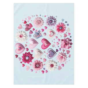 Floral Valentine's Day Heart Tablecloth