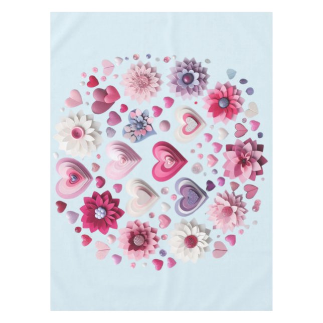 Floral Valentine's Day Heart Tablecloth (Front)