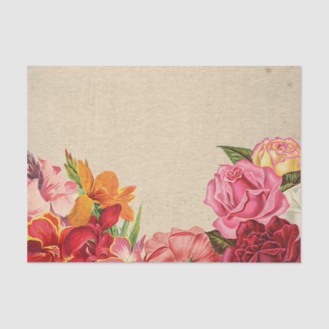 Floral Valentine's Day Roses & Other Flowers Tissue Paper (Front)