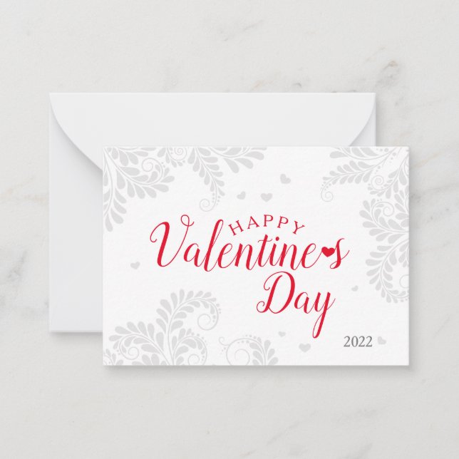 Floral Valentine's Flat Note Card (Front)