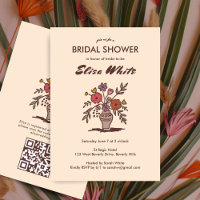 Floral Vase Neutrals Whimsical Bridal Shower QR