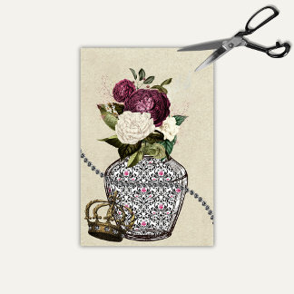 Floral Vase of Queen of Hearts Alice in Wonderland Tissue Paper