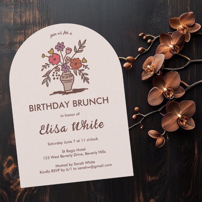 Floral Vase Rustic Whimsical Arch Custom Birthday Invitation (Floral Vase Rustic Whimsical Arch Custom Birthday Invitation
)