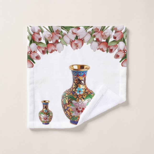 Floral Vase Victorian Bathroom Towel Sets (Wash Cloth)