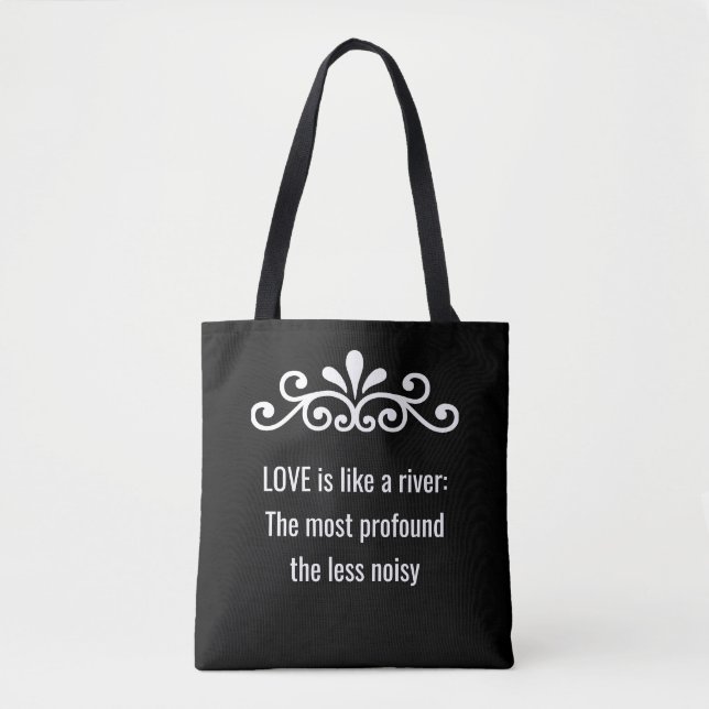 Floral Vector, Love Text in Black & White Tote Bag (Front)