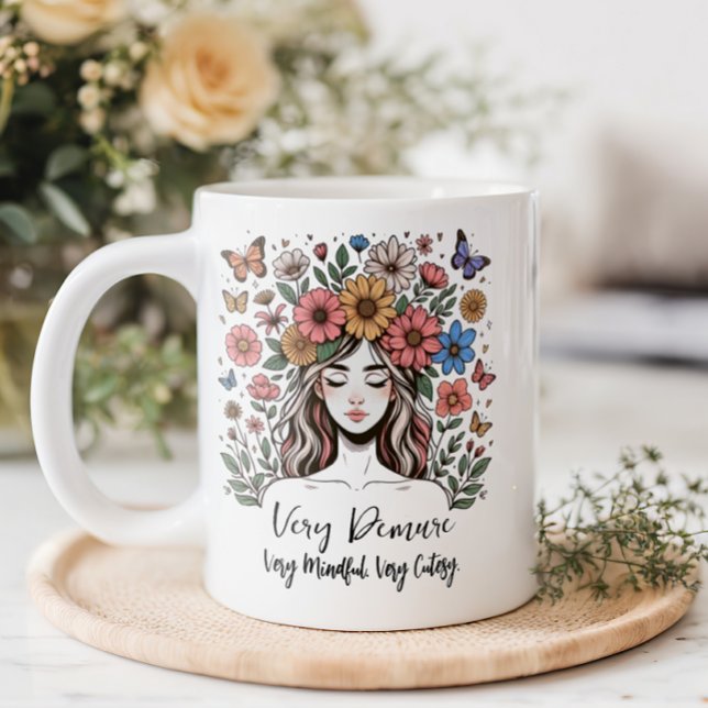 Floral Very Demure Coffee Mug (Very Demure Coffee Mug)