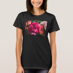Floral Vibrant Pink Rose Flower Photography T-Shirt