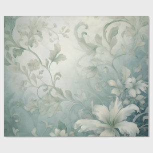 Floral Victorian Blue Gray Elegant Flower Fantasy Wrapping Paper