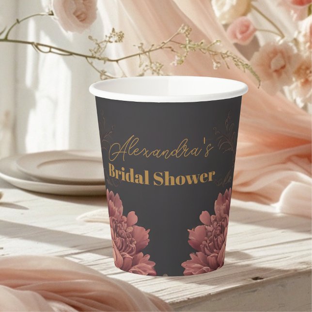 Floral Victorian Gothic Bridal Shower Paper Cups (Creator Uploaded)