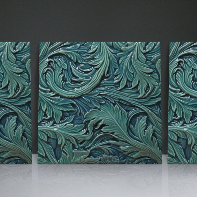Floral Victorian Morris Green Leaves Patterns Tile (Creator Uploaded)