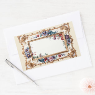 Floral Victorian Style BookPlate Rectangular Sticker