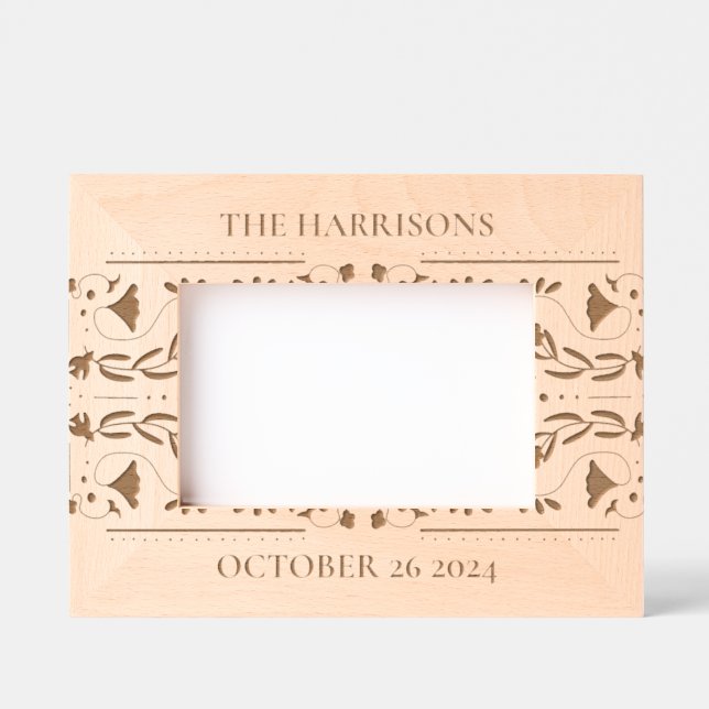 Floral Vine Monogram Wedding Etched Frames (Front)
