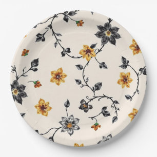 Floral Vine Pattern Paper Plate