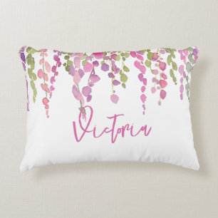 Floral Vine Pink Green NAME Colourful Home Decor Decorative Cushion