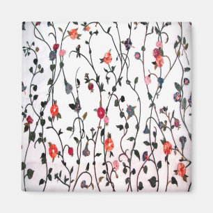 Floral Vines Coral Pink Blue Feminine Magnet