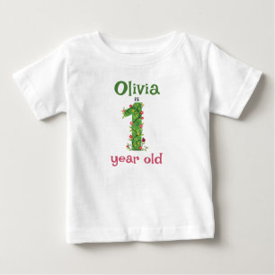 Floral Vines First Birthday Baby T-Shirt