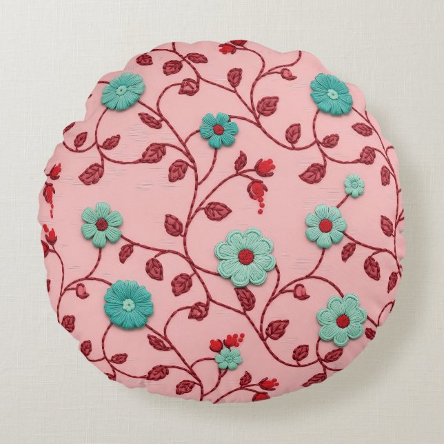 Floral Vines Pattern Round Cushion (Front)