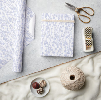 Floral Vines (White - Periwinkle) Wrapping Paper