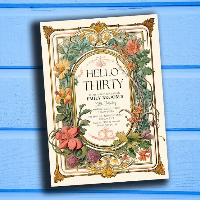 Floral Vintage 30th Birthday Party Celebration Invitation (Creator Uploaded)
