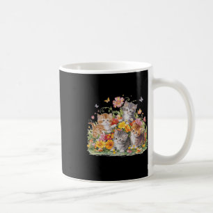 Floral Vintage Aesthetic Painted Kittens And Press Coffee Mug