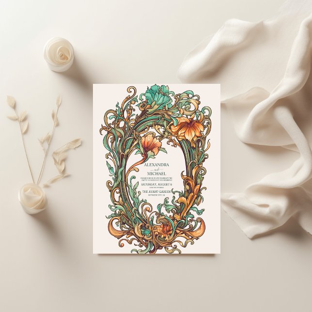 Floral Vintage Art Nouveau Wedding  Invitation (Creator Uploaded)