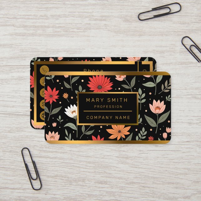 Floral Vintage Beautiful Modern Collection Business Card (Front/Back In Situ)