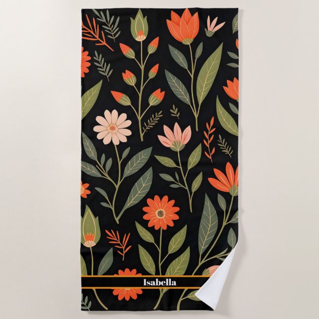 Floral Vintage Beautiful Trendy Collection Beach Towel (Front)