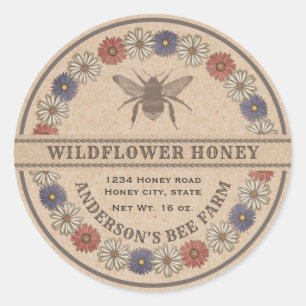Floral vintage bee Kraft honey jar label