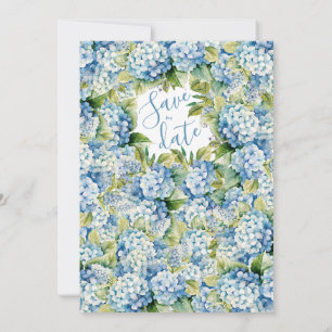 Floral Vintage Blue Hydrangeas Elegant Wedding  Save The Date