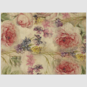 Floral Vintage Bouquet Script Ephemera Decoupage 2 Tissue Paper