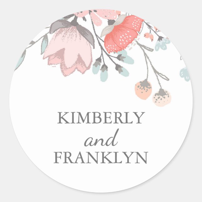 Floral Vintage Classic Round Sticker (Front)