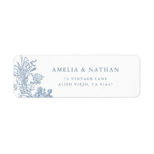 Floral Vintage Dusty Blue Wedding Return Address