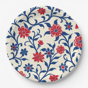 Floral Vintage Elegant 4th July Paper Plate