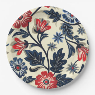 Floral Vintage Elegant 4th July Paper Plate