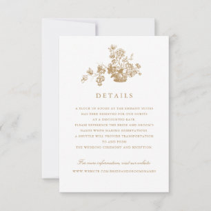 Floral Vintage Elegant Script Wedding Details Invitation