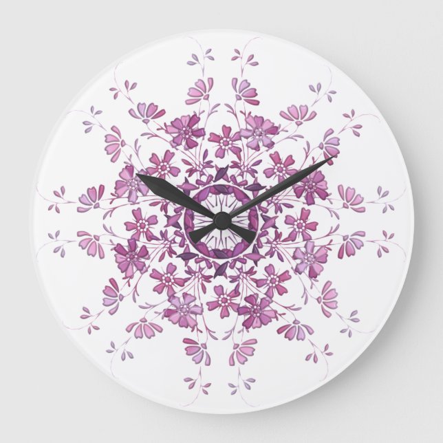 Floral vintage element large clock (Front)