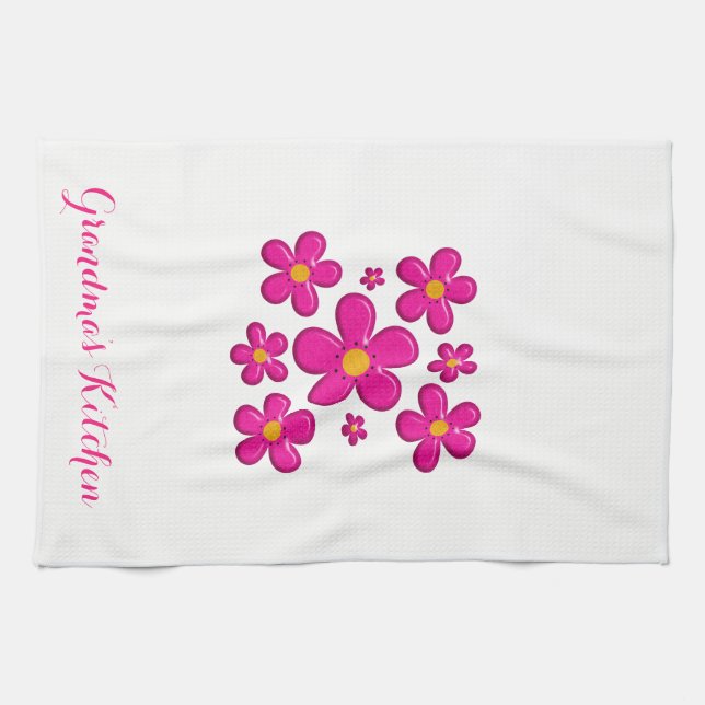 floral vintage element tea towel (Horizontal)