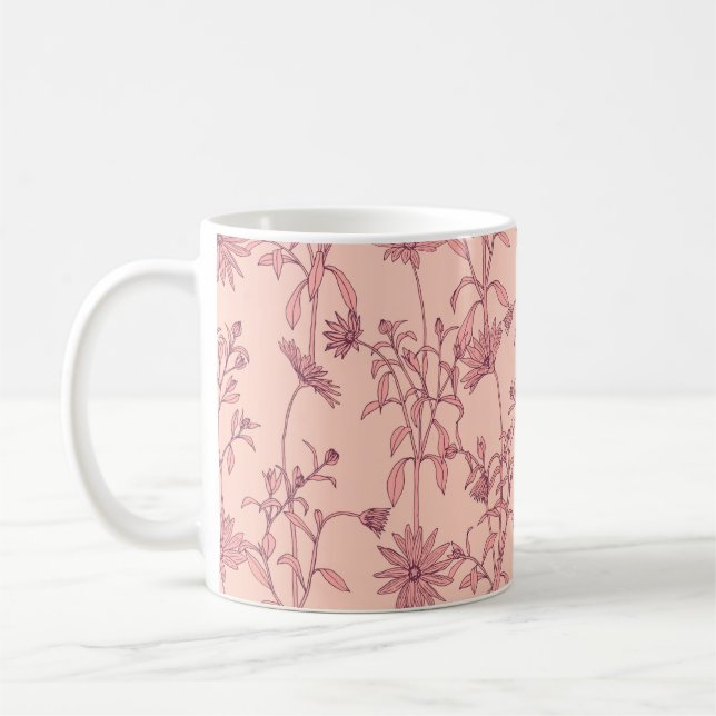 Floral vintage elements, seamless background. coffee mug (Left)
