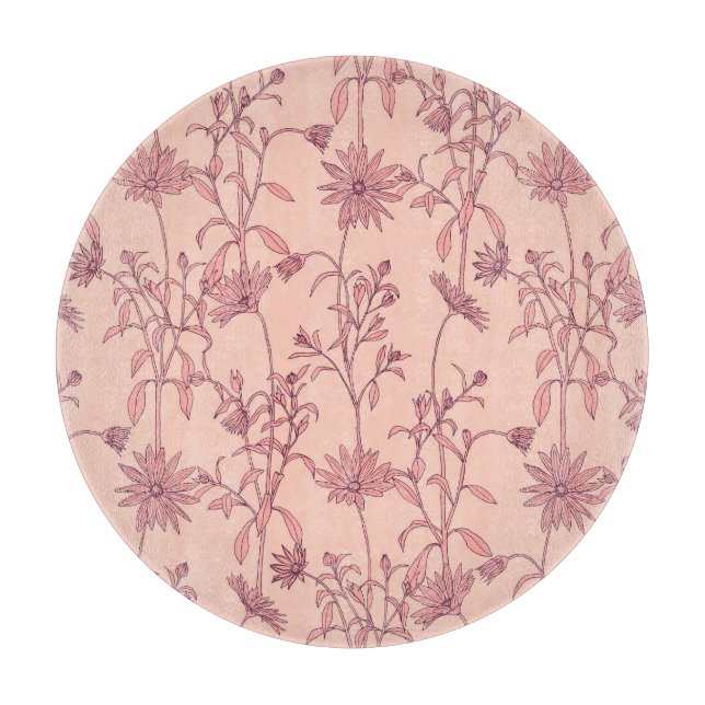 Floral vintage elements, seamless background. cutting board (Front)