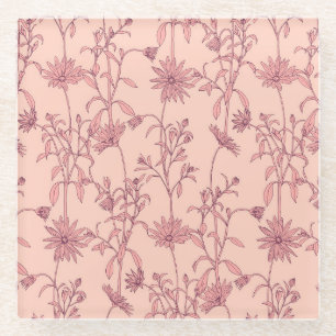 Floral vintage elements, seamless background. glass coaster